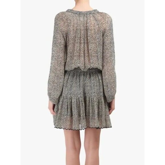 VELVET Graham & Spencer Size XS Sheer Aubrey Leopard Print Dress Long Sleeve - Picture 4 of 15